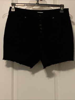 Women’s High-Waist Black Button-Front Jean Shorts